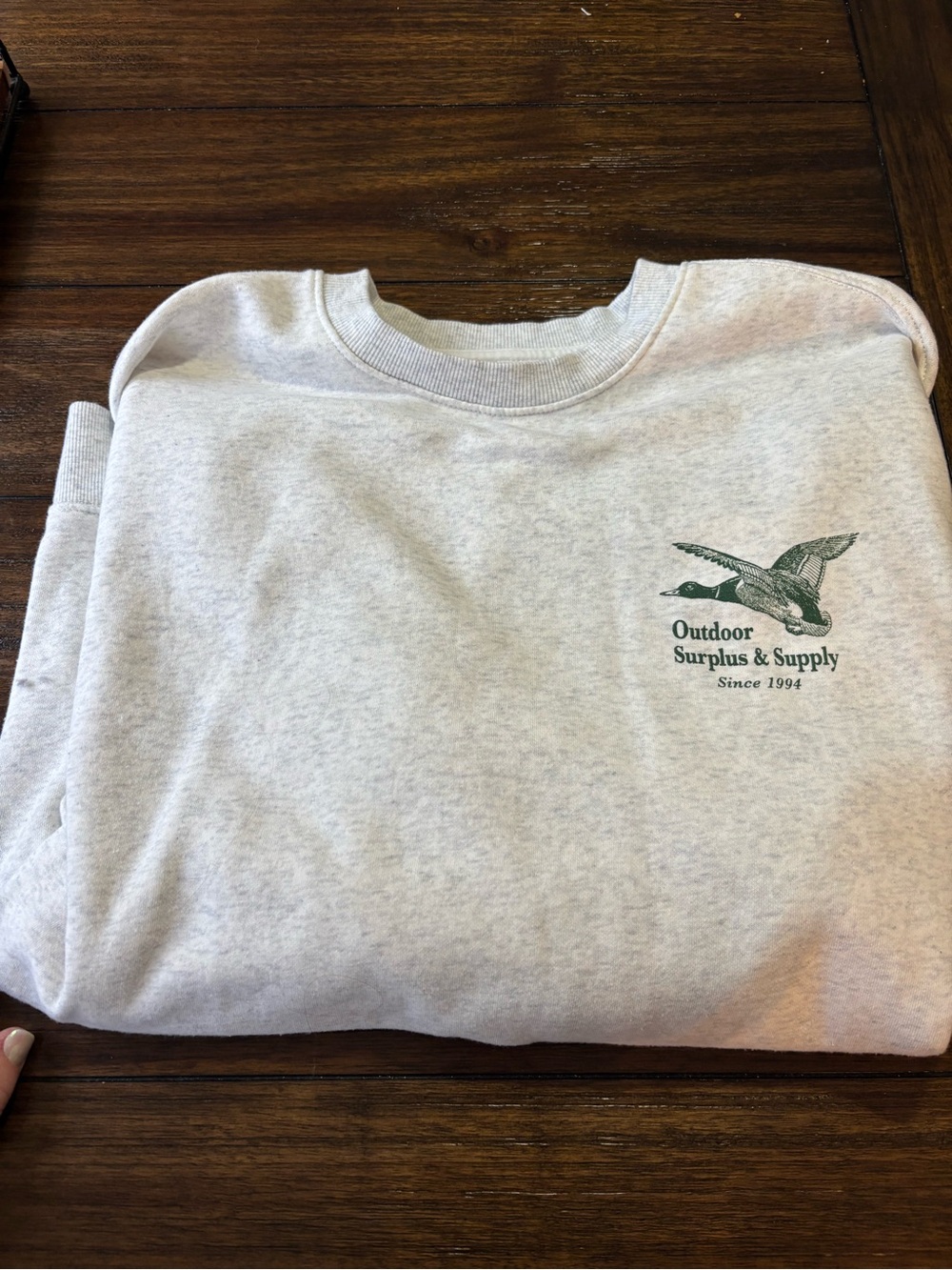 Old Navy Light Heather Gray Sweatshirt with Green Duck Graphic